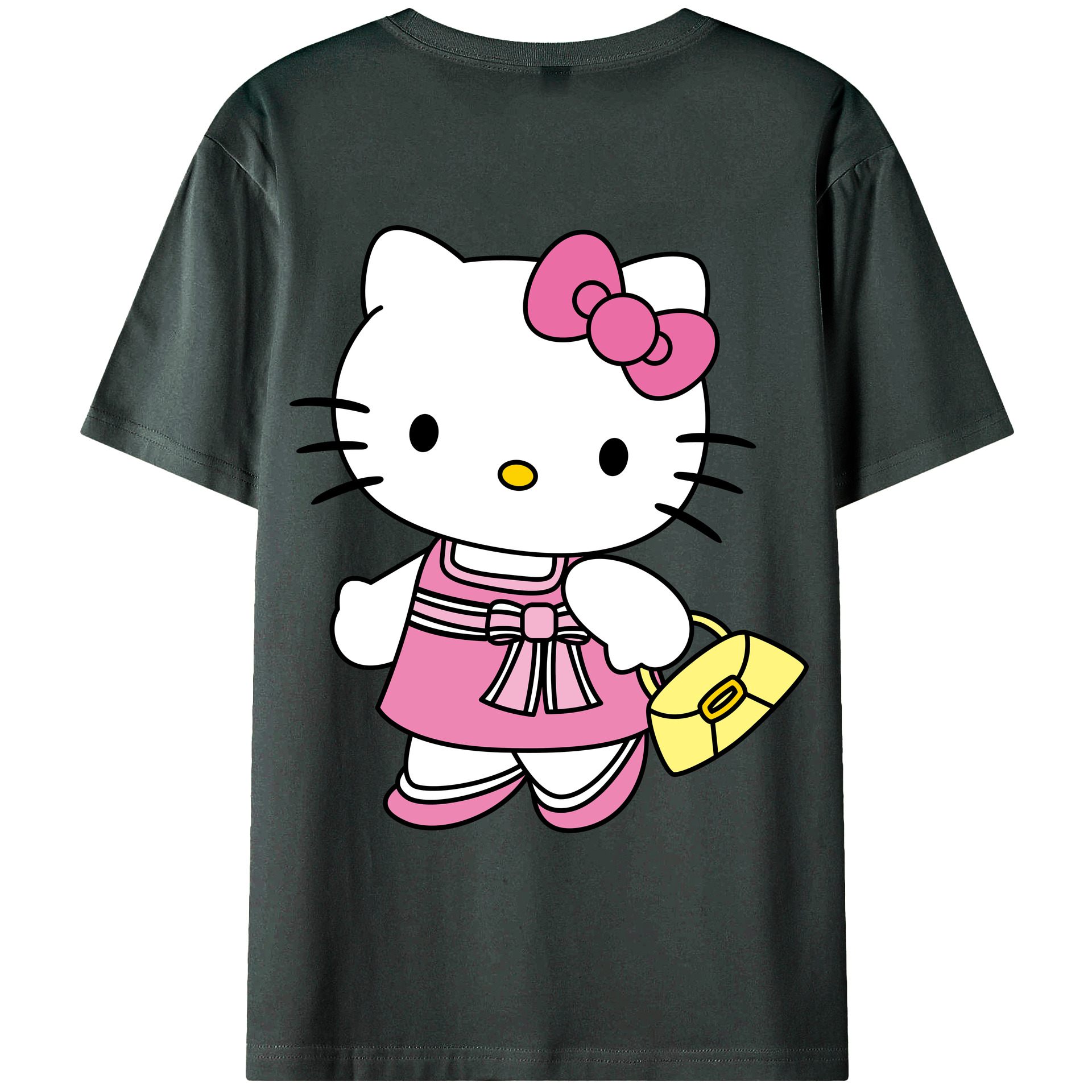（画像用） Hello Kitty ハローキティ 綿100％ メンズ半袖Tシャツ（バックプリント） 通気性